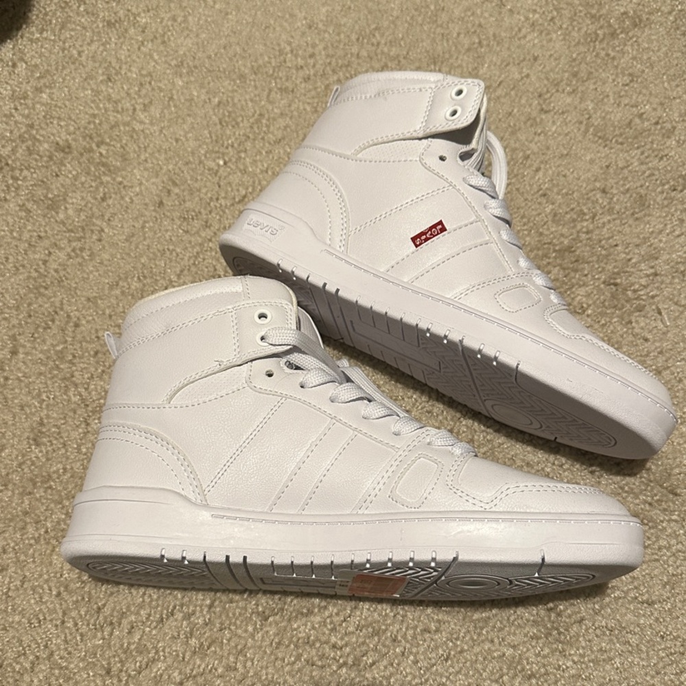 Levi's White High-Top Sneakers with Ankle Strap